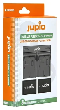 JUPIO 2x NP-W126 + duálna nabíjačka / Sada akumulátorov a nabíjačky / 1260 mAh / Pre Fujifilm (CFU1001V2)