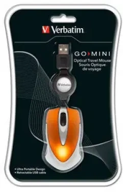 Verbatim Go Mini oranžová / optická myš / 1000DPI / 3tlačítka / 1 koliesko / drôtová (USB) (49023-V)
