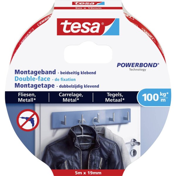 Tesa ULTRA STRONG 77747-00000-00 montážna páska tesa® POWERBOND biela (d x š) 5 m x 19 mm 1 ks; 77747-00000-00