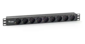 Equip 19" čierna / Zásuvkový panel / 1U / 9x Schuko / 16 A / plast (333282)