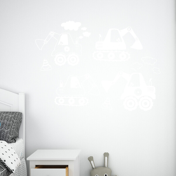 Veselá Stena Samolepka Bagrík Farba: biela, Veľkosť: 100 x 72 cm