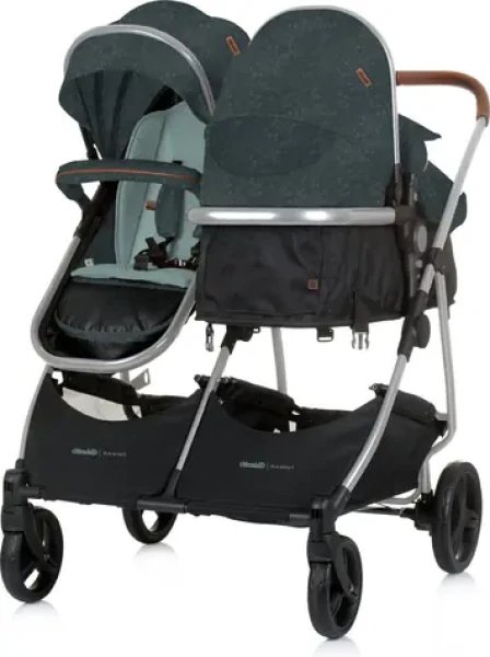 CHIPOLINO Kočík pre dvojčatá / rovnako staré deti - kombinovaný Duo SMART Basil (KBDS02504BA)