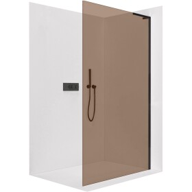 CERANO - Sprchová zástena Walk-in Onyx L-pravá vzpera - 8 mm - čierna matná, bronzové sklo - 160x200 CER-688060