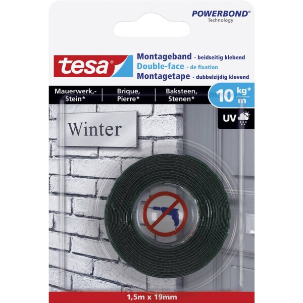 Tesa BRICK & STONE 77748-00000-00 montážna páska tesa® POWERBOND čierna (d x š) 1.5 m x 19 mm 1 ks; 77748-00000-00