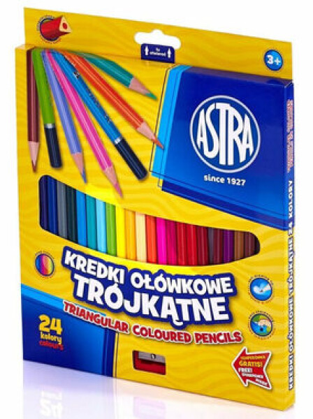 ASTRA Pastelky trojboké 24ks s strúhadlom (26195)