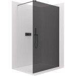 CERANO - Sprchová zástena Walk-in Onyx Round Ľ/P - 8 mm - guľatá vzpera - čierna matná, grafitové sklo - 120x200 CER-426421