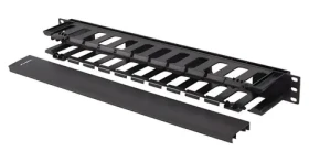 Lanberg 19" organizér káblov čierny / Organizér káblov / plast / 1U / typ A (AK-1703-B)