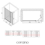 CERANO - Sprchové krídlové dvere Antelo s pevnou časťou L/P - 6 mm - chróm, transparentné sklo - 140(90+50)x190 CER-435848