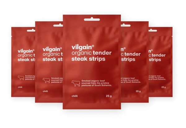 Vilgain Sušené steakové prúžky BIO – 5× chilli 25 g