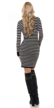 Trendy Koucla fineknitted turtleneck stripeddress Einheitsgroesse