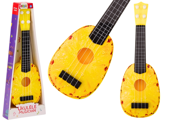 Mamido Detské ukulele mini gitara 4 struny ananásový motív žltá 15″