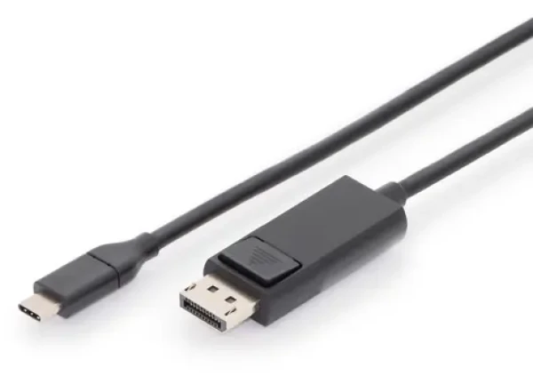 Digitus USB-C - DisplayPort čierny / Kábel adaptérový / 2.0 m / 4K/60Hz / pozlátené konektory (AK-300333-020-S)