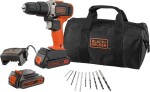 Black&Decker BLack & Decker 18V Schlagbohrmaschine 2X1,5AH mit 10-tlg. Zubehör