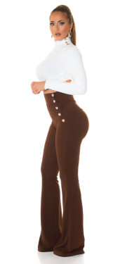 Sexy Koucla Highwaist flared pants golden buttons white M