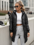 Dlhá dámska prešívaná bunda s kapucňou, čierna, FashionStreet TY5809 L