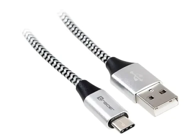 USB kábel USB-A - USB-C čierno-strieborný / Dátový kábel / USB 2.0 / 1 m (TRAKBK46265)
