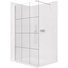 CERANO - Sprchová zástena Walk-in Onyx Cube Ľ/P - 8 mm - hranatá vzpera - chróm, industriálne sklo - 90x200 CER-8050BD484