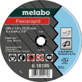 Metabo Flexiarapid / Rezný kotúč na oceľ / Priemer 150 x 22.2 mm / Šírka rezu 1.6 mm (616183000)