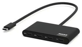 Port USB-C Hub PD 100W čierna / USB-C húb / 4X USB-C / 5 Gb/s / 100W PD (900147)