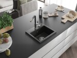 MEXEN/S MEXEN/S - Milo granitový drez 1-miska vrátane batérie Flora, čierna/zlatá metalik 6505-75-670401-07