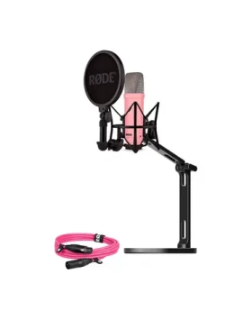 Rode NT1 Signature ružová / Štúdiová sada / Kondenzátorový mikrofón / XLR kábel / Stolný držiak (BUROINT1PK)