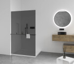 CERANO - Sprchová zástena Walk-in Crystal Ľ/P - 10 mm + polička/držiak na uteráky - bezvzperový systém - čierna matná, grafitové sklo - 110x200 CER-8050BD82782
