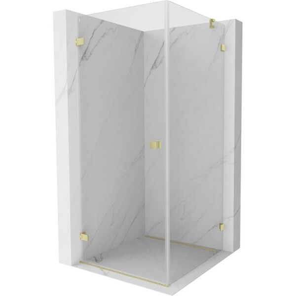 MEXEN/S - Lunar-B sprchovací kút dvere krídlové ľavá 100 x 100, transparent, zlato kartáčovaná 832-100-100-55-00-L