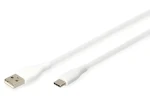 Digitus biela / USB kábel / USB-C (M) - USB-A (M) / silikónový / 1 m / PD 60W (AK-300340-010-W)