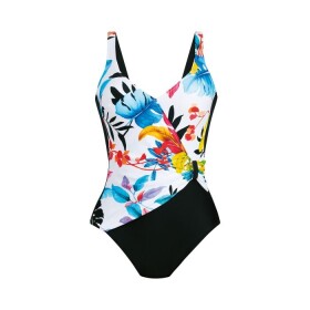Anita ELEA - Zoštíhľujúce jednodielne plavky 7393 s tvarovanými košíčkami (Green Tropics, mätová) 009 multi colour 38F