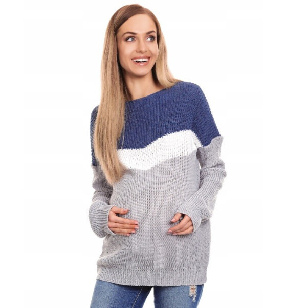 Dámsky tehotenský sveter 40023 - Peekaboo UNI modro šedá