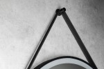 AQUALINE - STAGO guľaté zrkadlo s LED osvetlením priemer 60cm, kožený popruh, dotykový senzor, stmievateľné, čierna mat SG060
