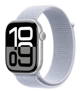 Apple Watch Series 10 GPS + Cellular 46mm Silver Aluminium Case with Blue Cloud Sport Loop