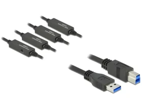 DeLock USB 3.2 Gen 1 USB-A na USB-B čierna / Kábel / 20 m / 5 Gbit/s / aktívny (85382)