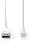 Nedis DisplayPort 1.4 biela / Kábel Mini DisplayPort - DisplayPort / 48 Gbps / Poniklované konektory / 2 m (CCGB37404WT20)
