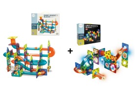 Mamido Mamido Veľká sada Magnetická stavebnica guličková dráha 96 dielov + Magnetická svietiaca stavebnica guličková dráha 49 dielov