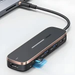 USAMS US-SJ578 čierna / USB-C hub / 3x USB 3.0 / USB-C PD 100W / HDMI 4K 30Hz (SJ578HUB01)