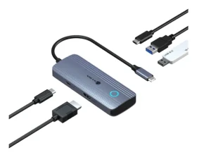 Icy Box IB-DK4081-SO antracitová / Dokovacia stanica / USB-A / USB-C / HDMI 4K60Hz / PD 100W (61211)
