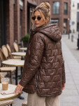 Dámska prešívaná bunda s odnímateľnou kapucňou, hnedá, FashionStreet TY5796 L