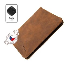FIXED Smile Passport Kožená peňaženka so SMART trackerom FIXED Smile Motion hnedá / veľkosť cestovného pasu / dopredaj (FIXSM-SP-BRW)