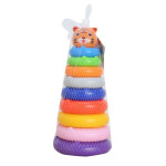 Mamido Farebná pyramída z krúžkov so samolepkami zvieratiek
