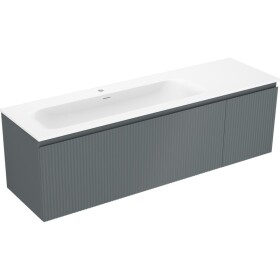 MEXEN/S - Rivel kúpeľňová skrinka 160 cm s umývadlom Vela ľavá, 1S, 1D, reliéf, grafit mat/biela mat 91A23-16047-3-BBFF66-W23L01