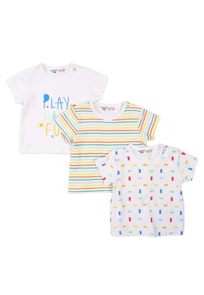 Detské tričko s krátkym rukávom 3pack, Minoti, Smiling 4, biela - 62/68 | 3-6m