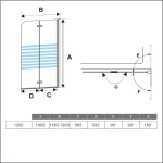 H K - Vaňová zástena S22 STRIPE 120x140cm - dvojdielna sklopná, číre sklo so vzorom, pravý variant SE-S22STRIPE120R