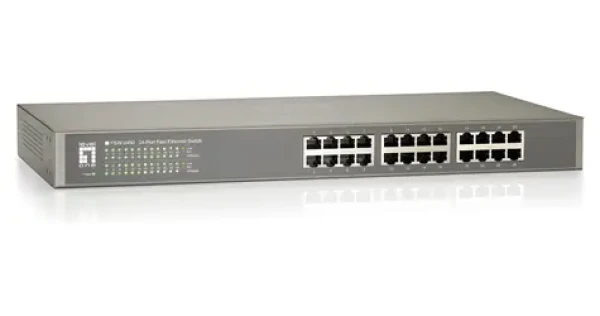 LevelOne Switch 24x Fast Ethernet 19" kovový / Switch / Unmanaged / 10/100 Mb/s / QoS / 4,8 Gbit/s (FSW-2450)
