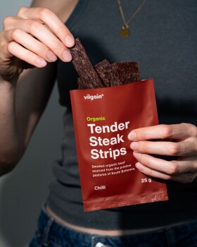 Vilgain Sušené steakové prúžky BIO – chilli 25 g