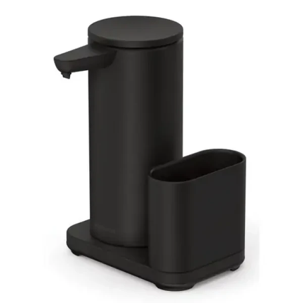 Simplehuman Bezdotykový dávkovač mydla + držiak na hubku čierna / 414 ml / dobíjací / IP67 (838810025889)