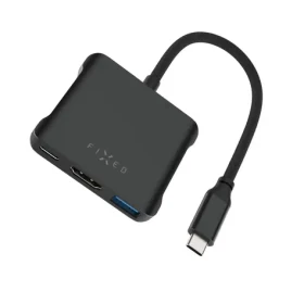 FIXED 5-portový hliníkový USB-C HUB Quadri pre notebooky 140W PD 3.1 vesmírne čierna (FIXHU-QR-BK)