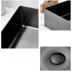 VELAZO - Umývadlo na dosku 50 x 35 cm s Click-Clack zátkou, oceľ, PVD čierne VELAZ5035B