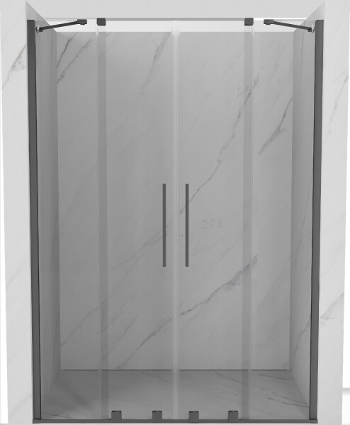 MEXEN/S - Velar Duo posuvné sprchové dvere 160, transparent, grafit metal 871-160-000-02-95