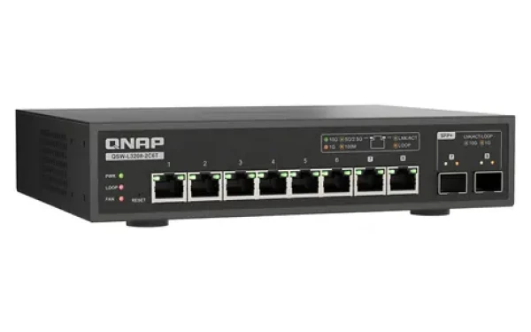 QNAP QSW-L3208-2C6T / Switch / 6x 10GbE RJ45 / 2x 10GbE SFP+/RJ45 combo / Lite Managed / riadený (QSW-L3208-2C6T)